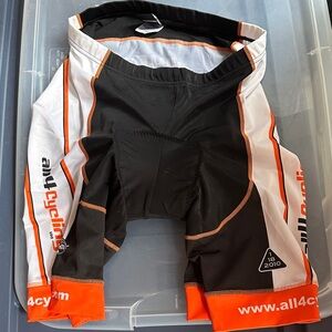 Men's Black and Orange Athletic Shorts
